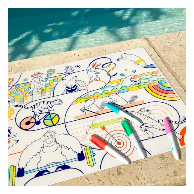 Set de table à colorier Sports avec 5 feutres