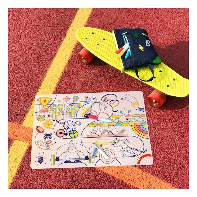 Set de table à colorier Sports avec 5 feutres