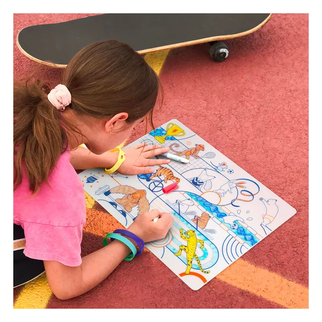 Sports coloring set with 5 markers