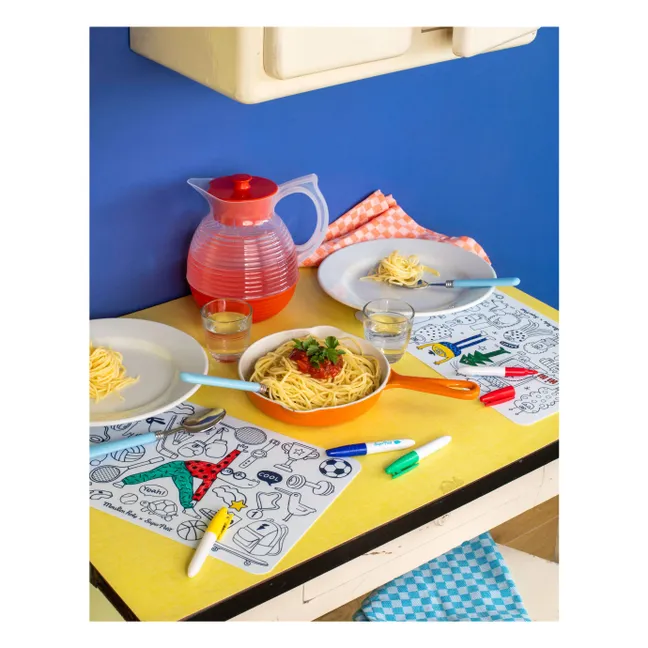 Mini set de table à colorier The Smouks avec 4 feutres - SuperPetit x Moulin Roty