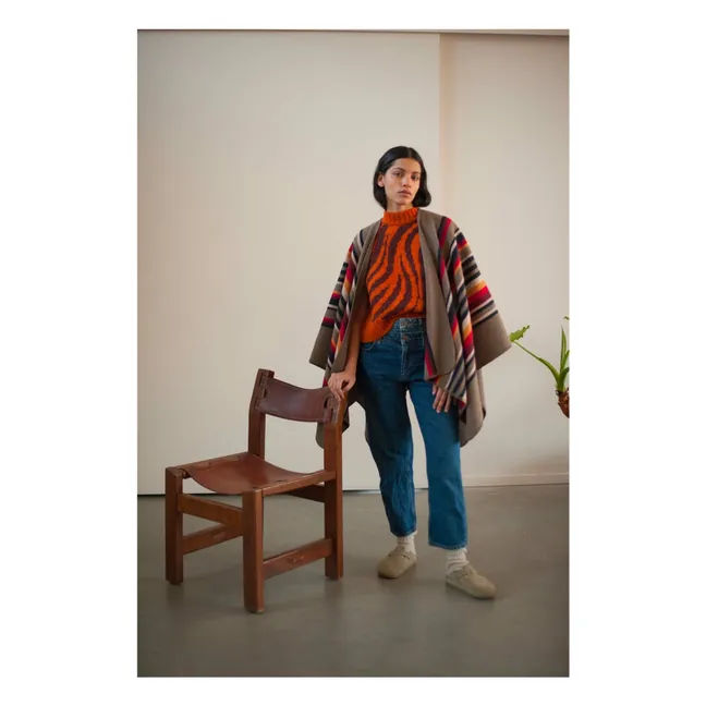 Poncho largo Apache Lana reciclada | Gris