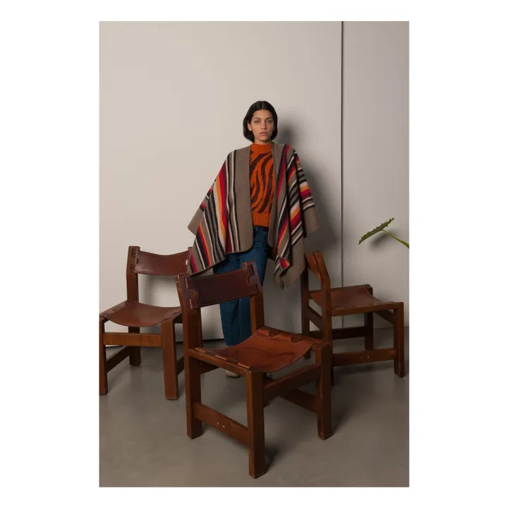 Poncho Long Apache Laine Recyclée | Gris- Image produit n°1