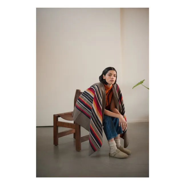 Poncho largo Apache Lana reciclada | Gris