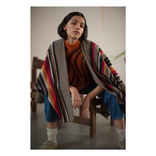 Poncho largo Apache Lana reciclada | Gris