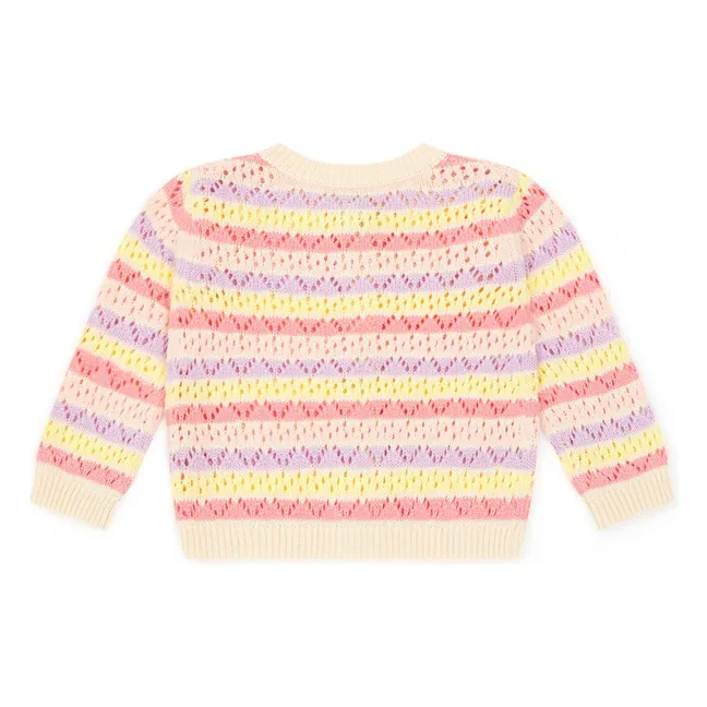 Lilet Striped Knit Cardigan | Pale pink