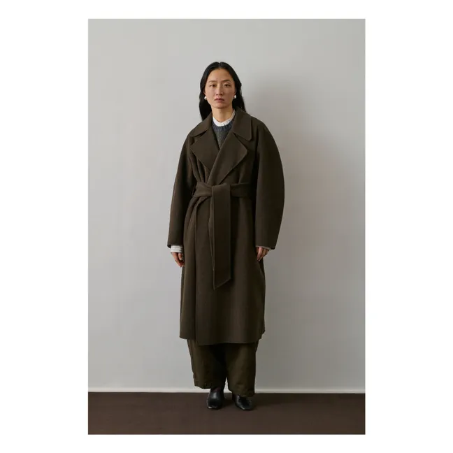 Cappotto Harvard in lana | Marrone kaki