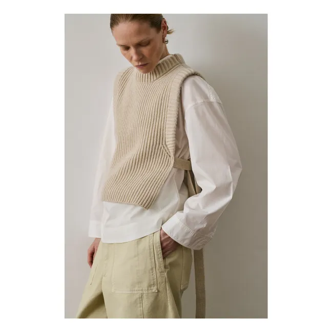 Firmus Ärmelloser Pullover aus Merinowolle | natur meliert