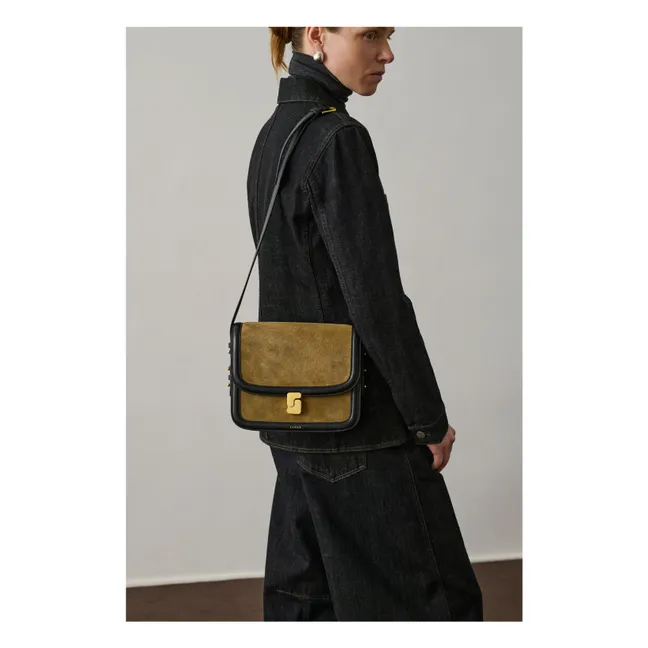 Bellissima Mini Zweifarbige Tasche aus Spaltleder | Bronze