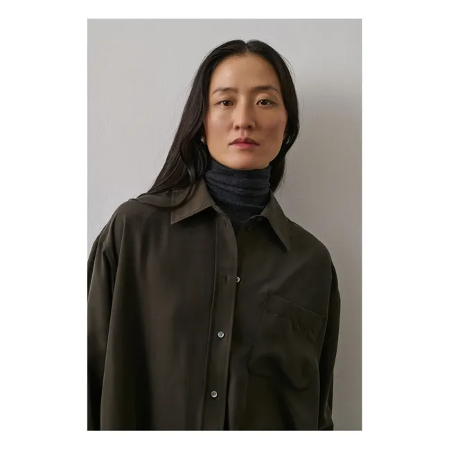 Robe Flora Soie | Kaki foncé