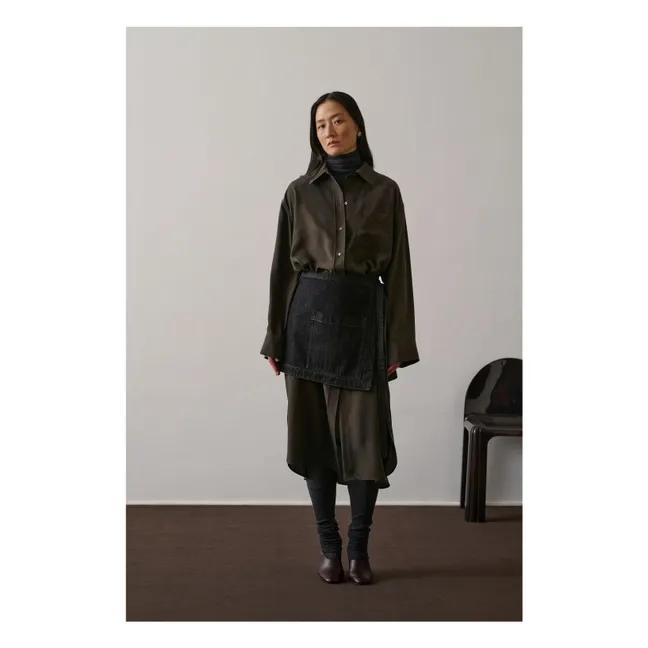 Robe Flora Soie | Kaki foncé