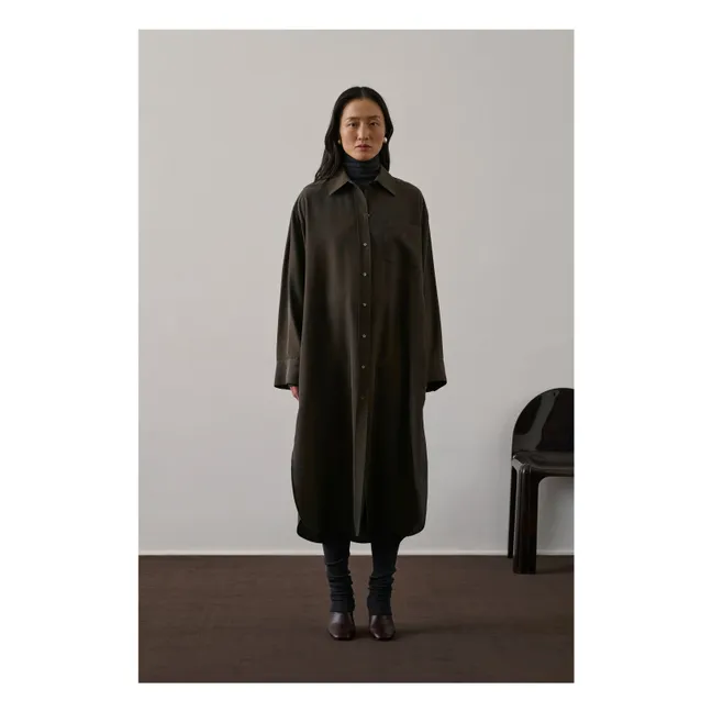 Robe Flora Soie | Kaki foncé