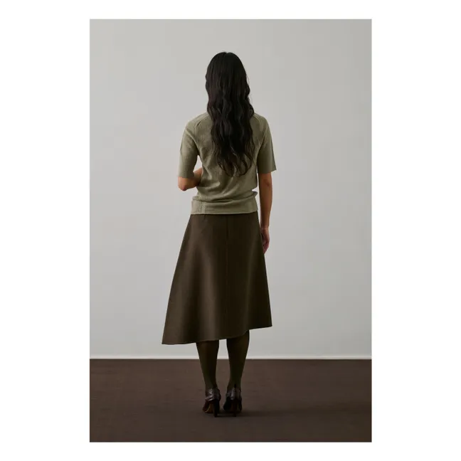 Jupe Genève Laine | Brun kaki