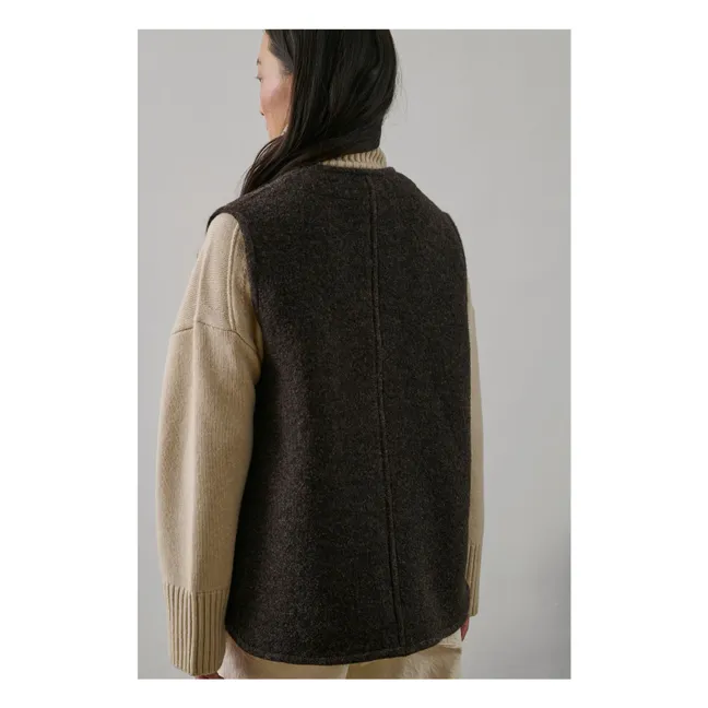 Chicago Virgin Wool Sleeveless Jacket | Brown