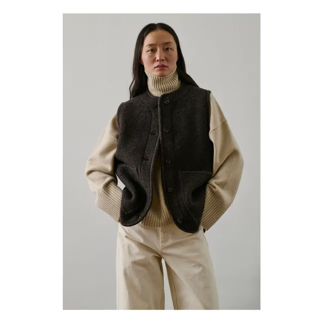 Veste Sans Manches Chicago Laine Vierge | Marron