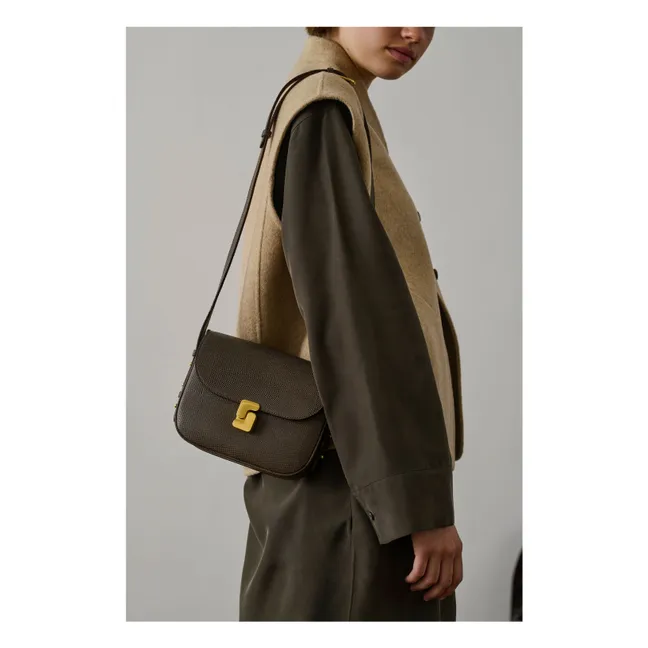 Sac Bellissima Mini Cuir Grainé Embossé Lézard | Vert olive
