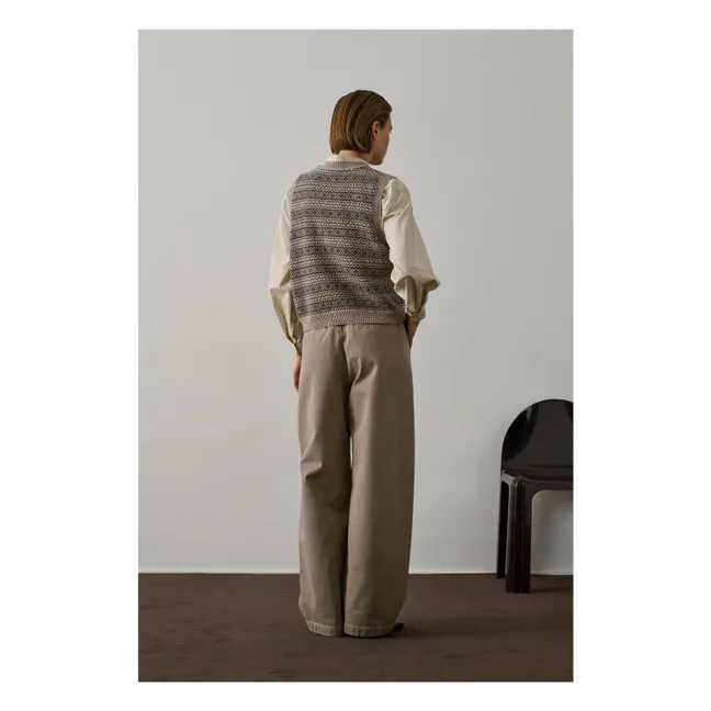 Fiesta Merino Wool Sleeveless Sweater | Brown