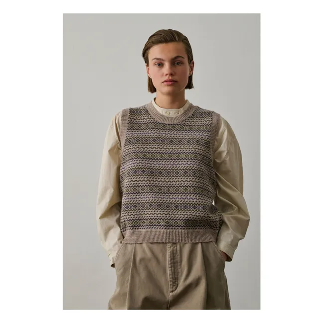 Pull Sans Manches Fiesta Laine Mérinos | Marron