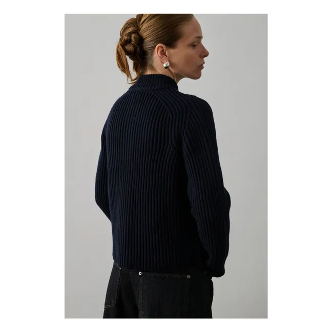 Flaubert Merino Wool Cardigan | Navy blue