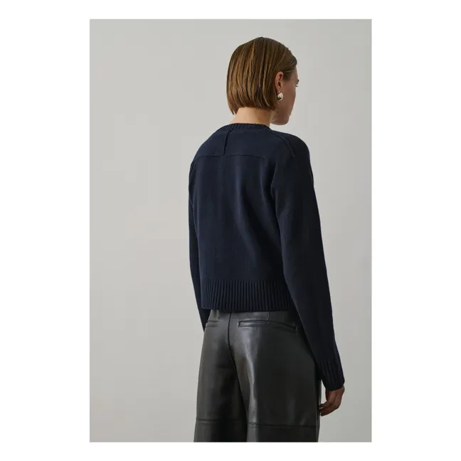 Cardigan Virginia Laine Mérinos | Bleu marine