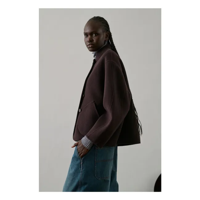 Manteau Windsor Laine | Aubergine