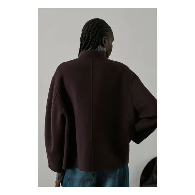 Manteau Windsor Laine | Aubergine