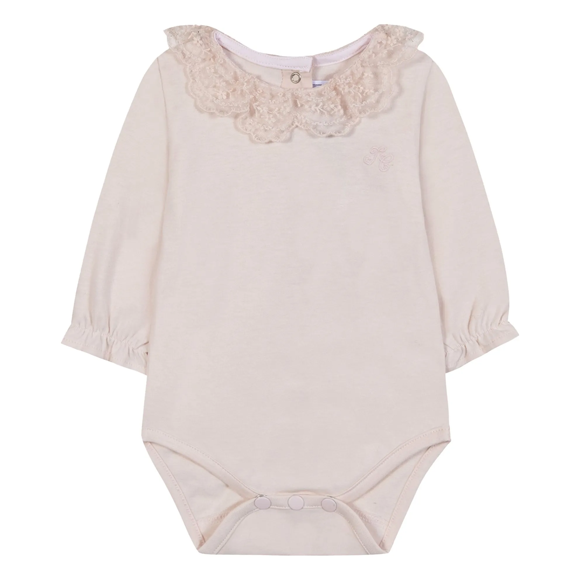 Tartine Et Chocolat Women's Pale Pink Lace Collar Bodysuit