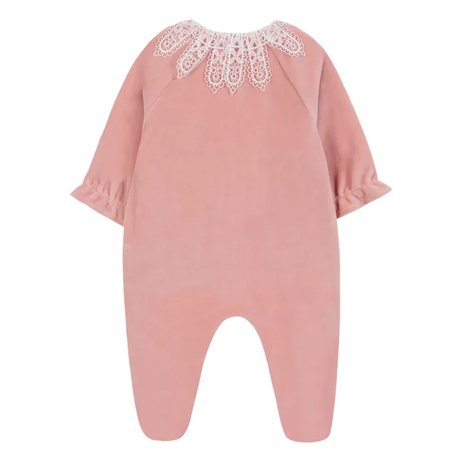 Pyjama Col Dentelle | Rose pêche