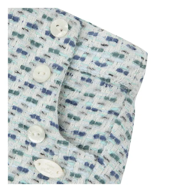 Pantaloncini con risvolto in tweed | Verde acqua