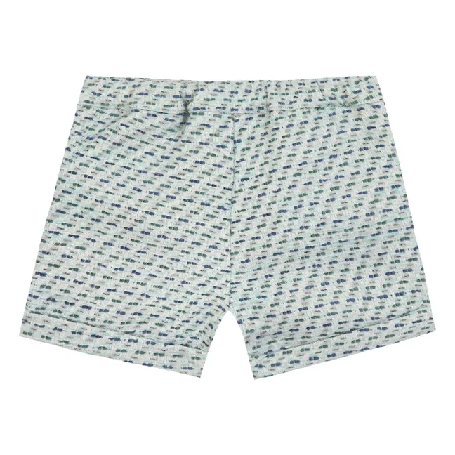 Pantalón corto con solapa de tweed | Verde agua