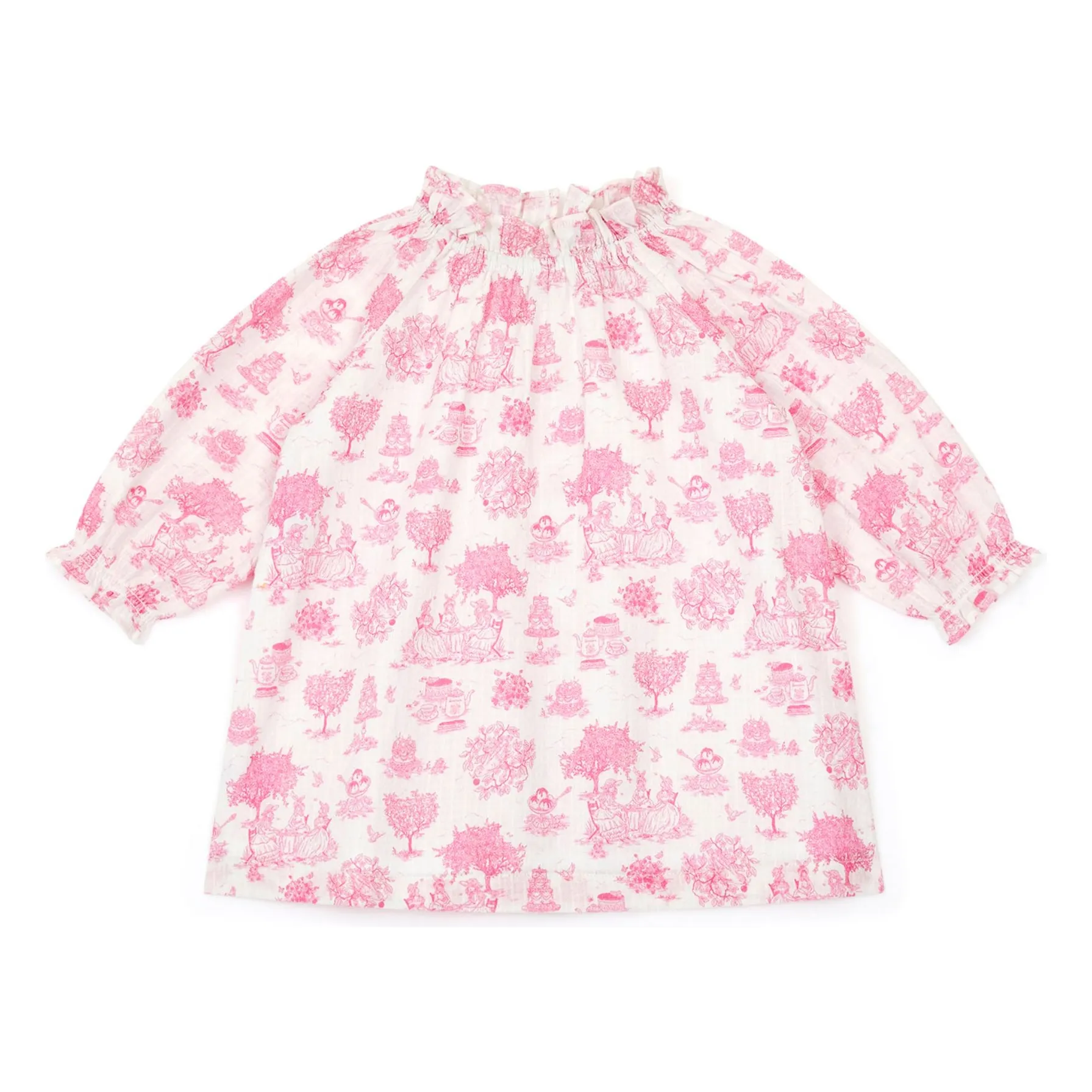 Bonton Pink Dahli Toile De Jouy Dress