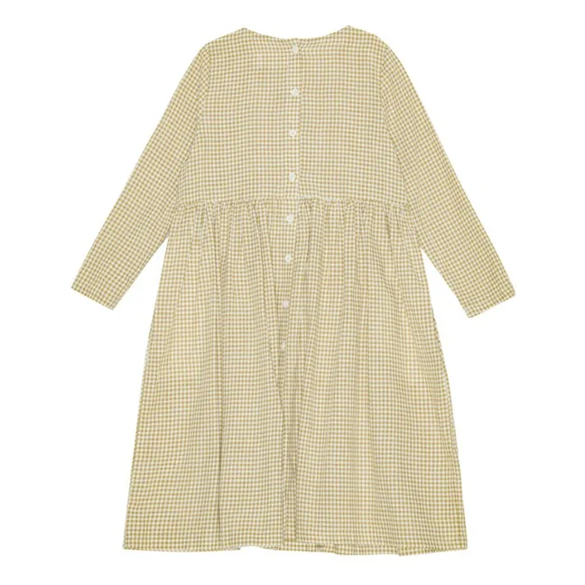 Robe Midi Vita Carreaux Coton Bio | Beige