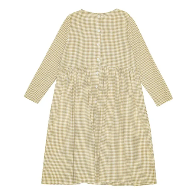 Vestido Vita Midi Cuadros de algodón orgánico | Beige