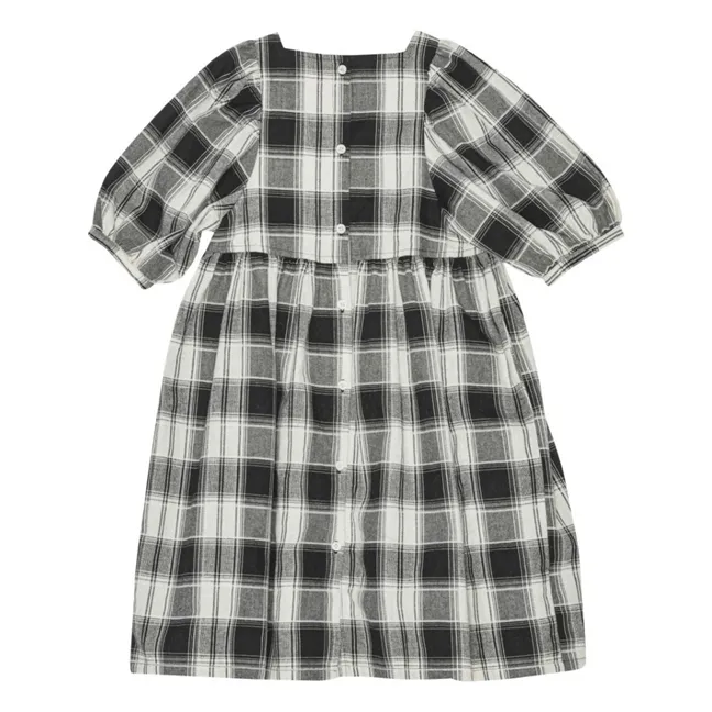 Alva Dress Organic Cotton Check | Black