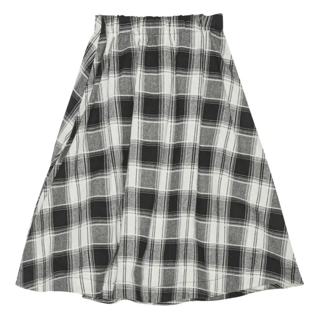 Jupe Mi Longue Gertrud Carreaux Coton Bio | Noir