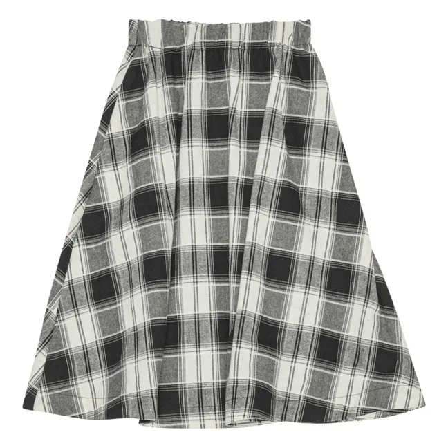 Jupe Mi Longue Gertrud Carreaux Coton Bio | Noir