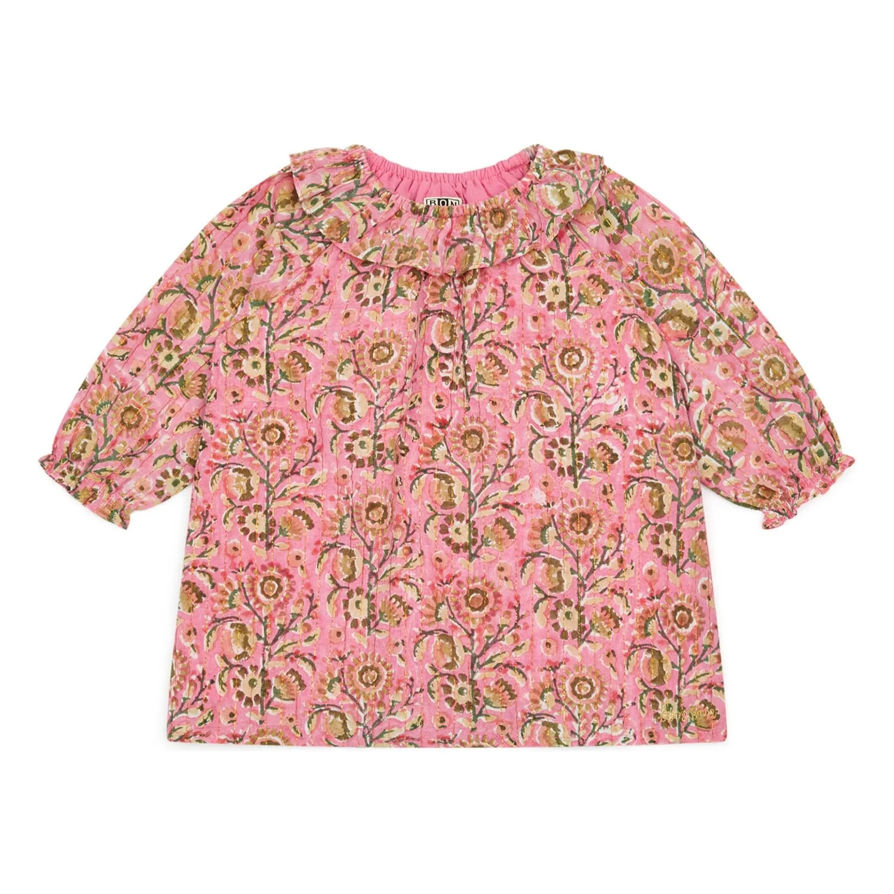 Bonton Pink Metallic Flower Dress