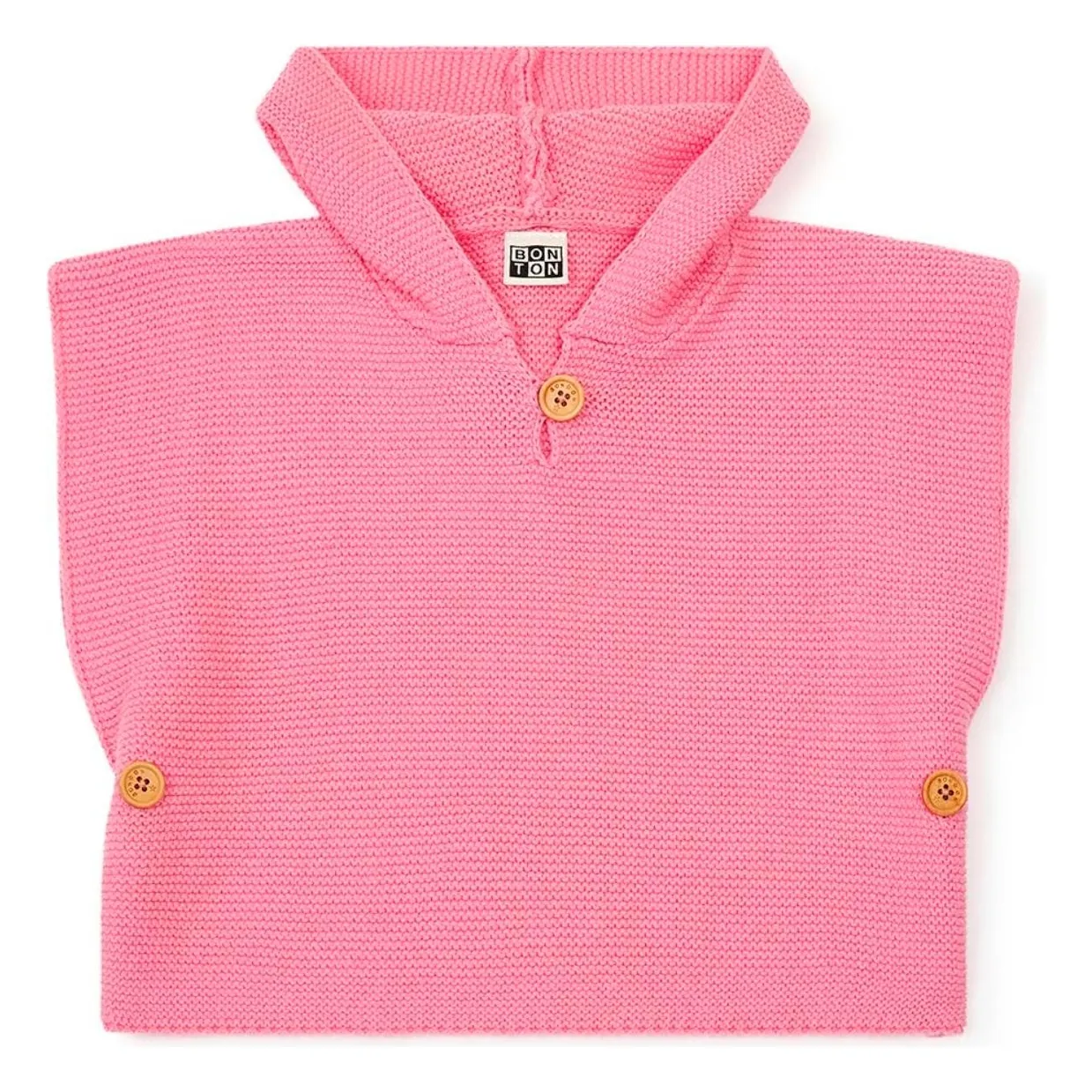 Bonton Pink Poncho In Organic Cotton Knit