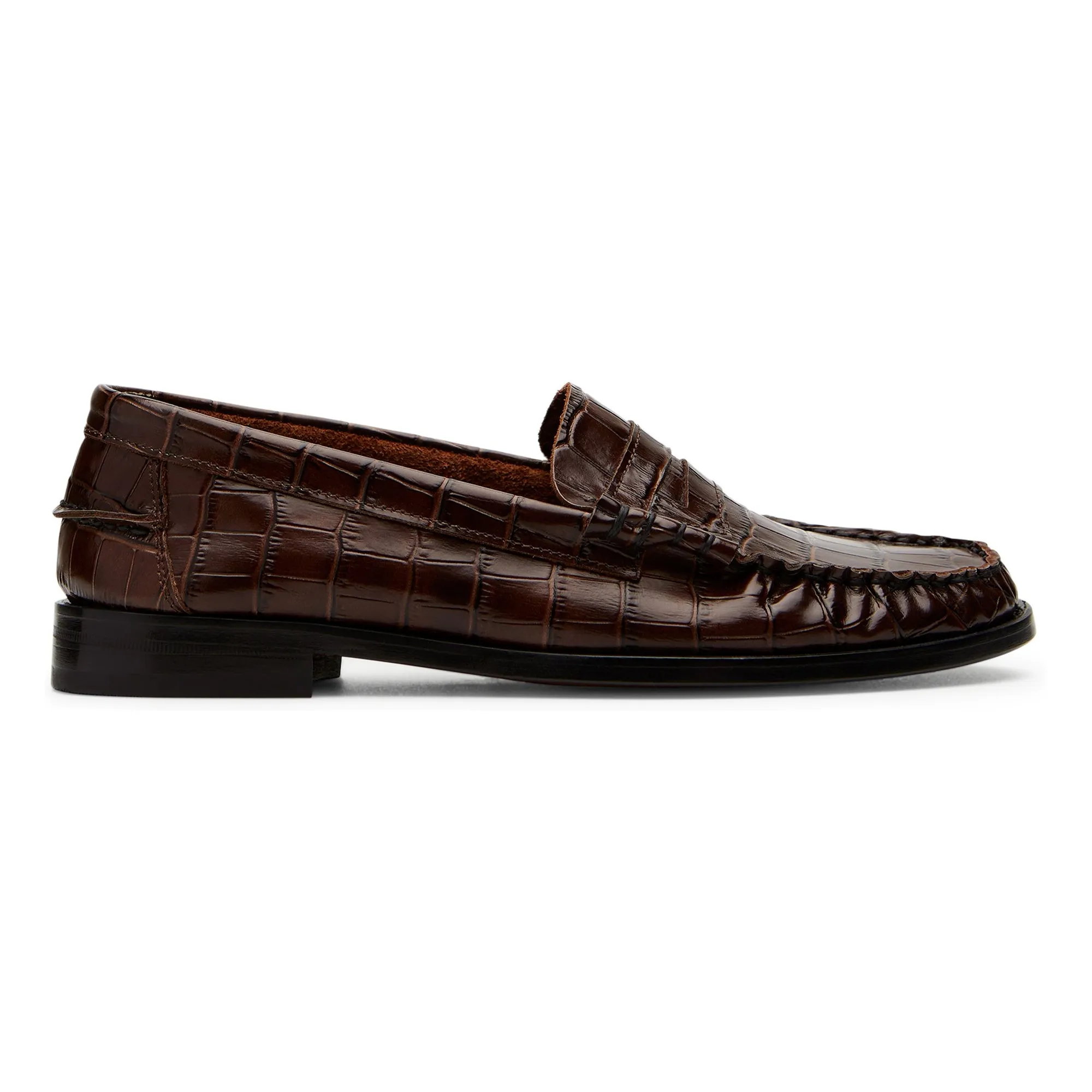 Mocassins Zoe Effet Crocodile | Chocolat- Image produit n°0