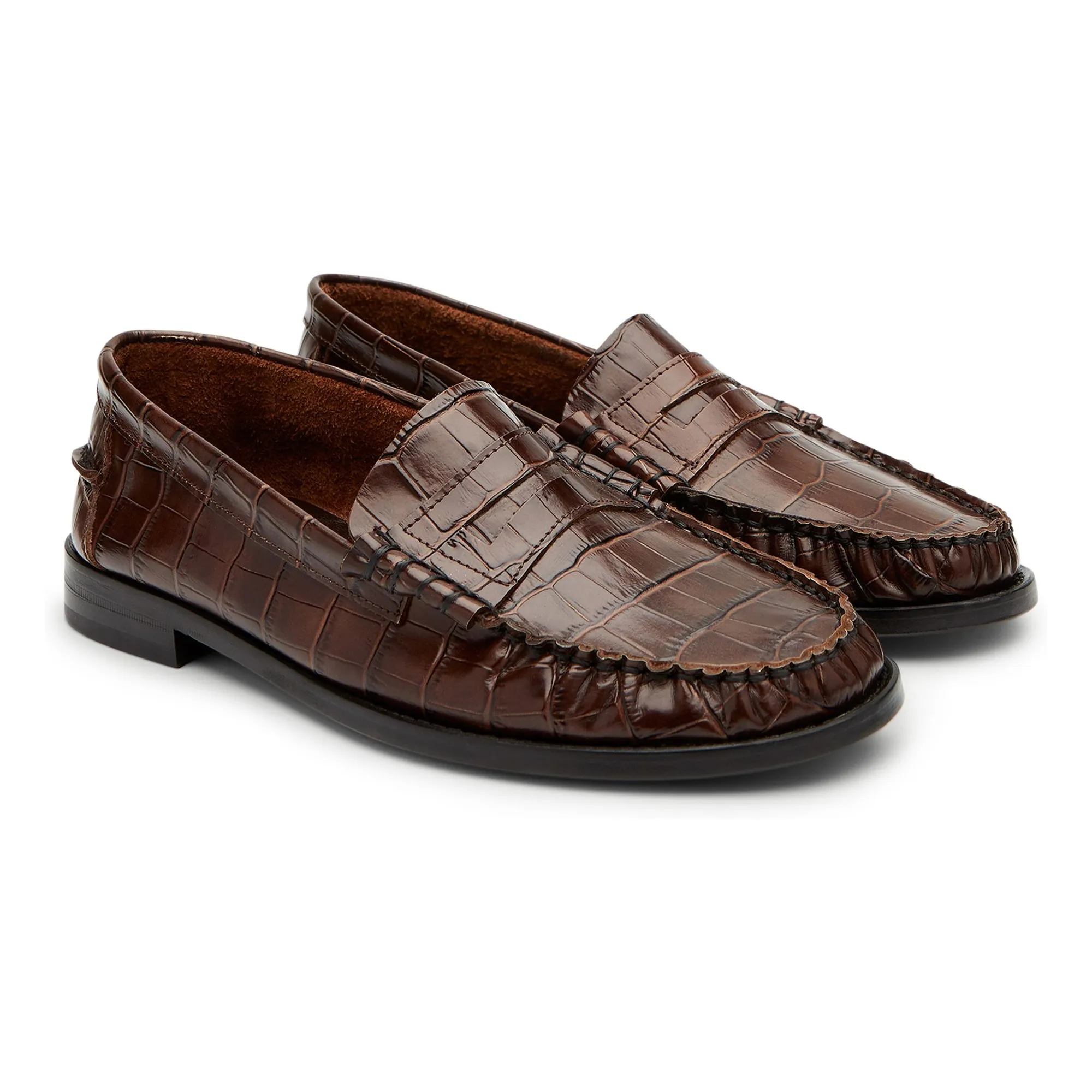 Mocassins Zoe Effet Crocodile | Chocolat- Image produit n°3