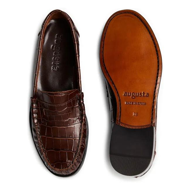 Mocasines Zoe efecto cocodrilo | Chocolate