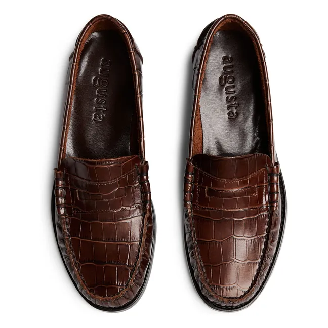 Mocassins Zoe Effet Crocodile | Chocolat
