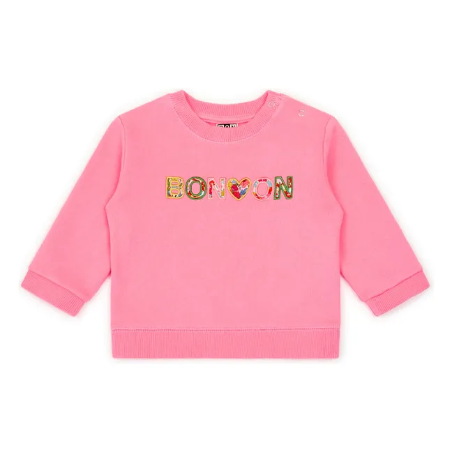 Smily organic cotton sweatshirt | Pink