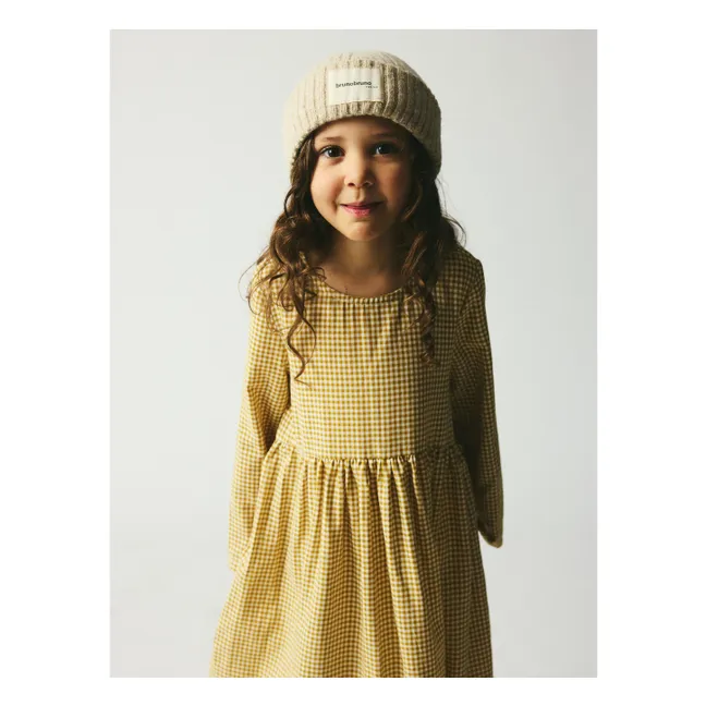 Vestido Vita Midi Cuadros de algodón orgánico | Beige