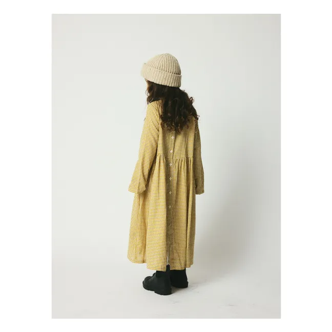Vestido Vita Midi Cuadros de algodón orgánico | Beige