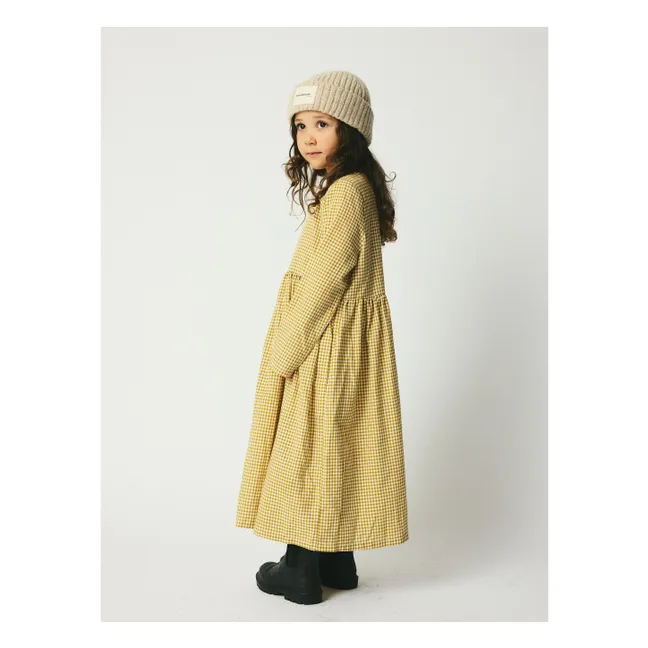 Vestido Vita Midi Cuadros de algodón orgánico | Beige