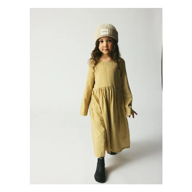 Vestido Vita Midi Cuadros de algodón orgánico | Beige