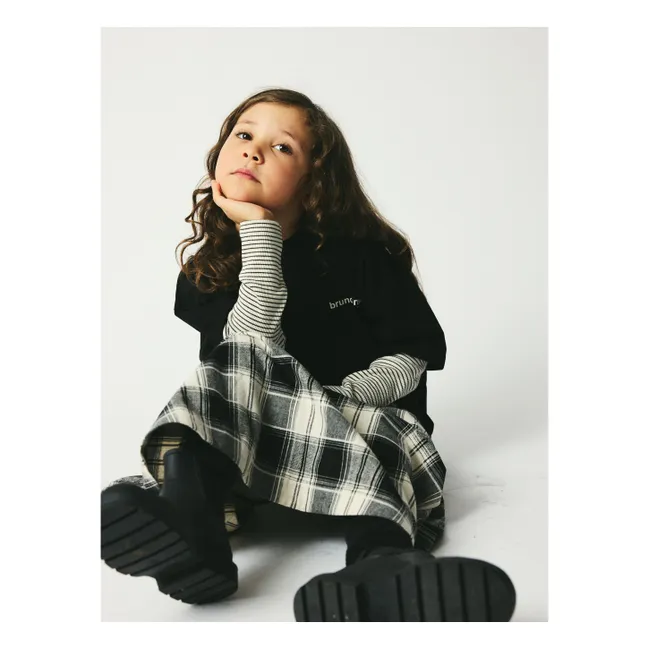 Jupe Mi Longue Gertrud Carreaux Coton Bio | Noir