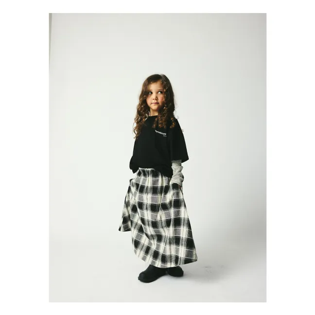 Jupe Mi Longue Gertrud Carreaux Coton Bio | Noir