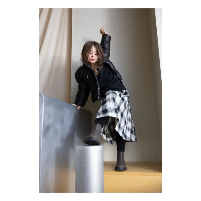 Jupe Mi Longue Gertrud Carreaux Coton Bio | Noir