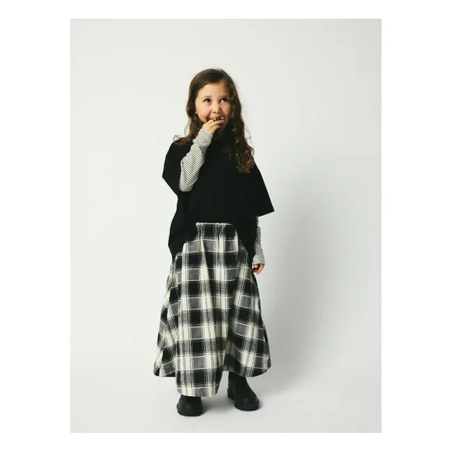 Jupe Mi Longue Gertrud Carreaux Coton Bio | Noir
